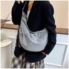 Women's 2025 Korean Style Plaid Canvas Bag - Large Capacity Shoulder & Crossbody Dumpling Bag