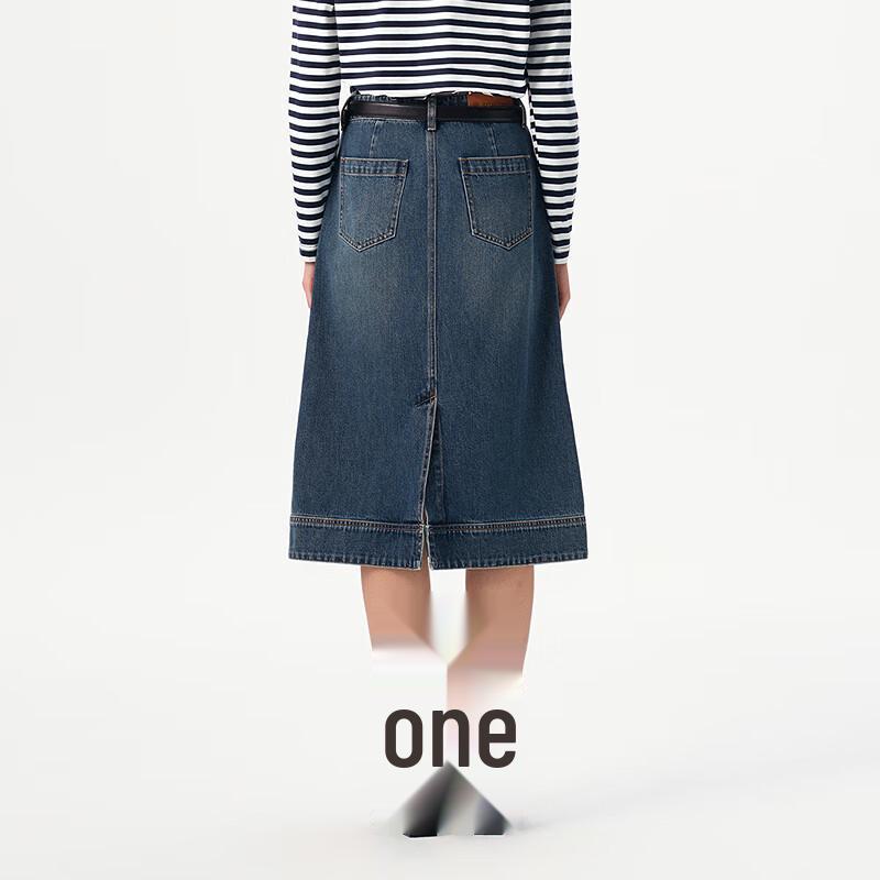 Broadcast BDS3BD3183B59 Women's Retro Mid-Length Denim Skirt