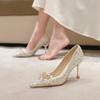 D888-7 French Crystal Pointed Toe Two-Wear Wedding & Bridesmaid High Heels for Women 2025