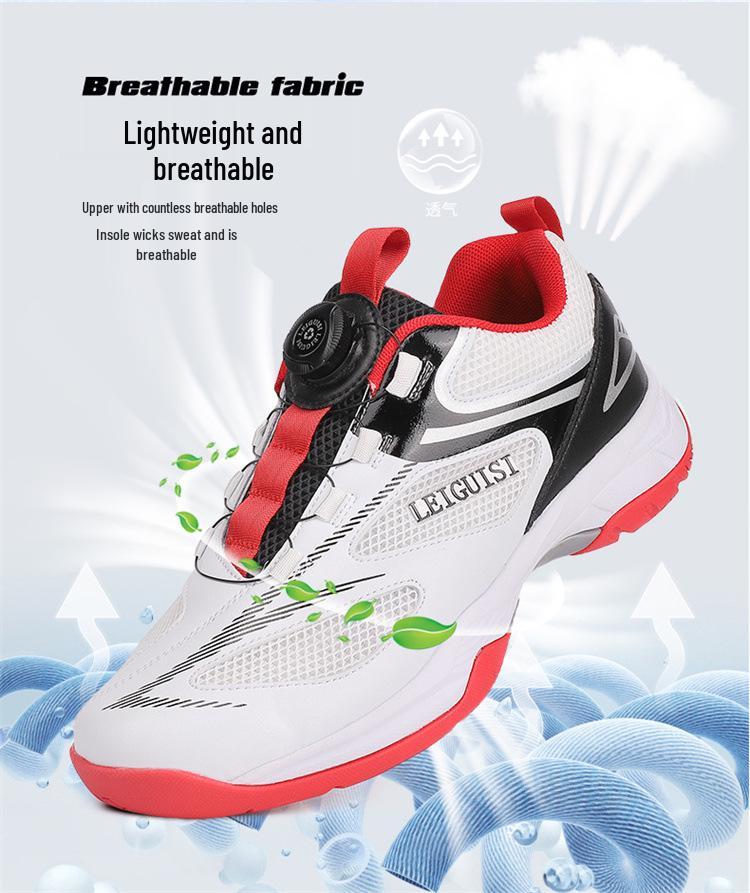 Plus Size 46 Breathable Rotating Buckle Badminton & Tennis Sneakers (No Laces)