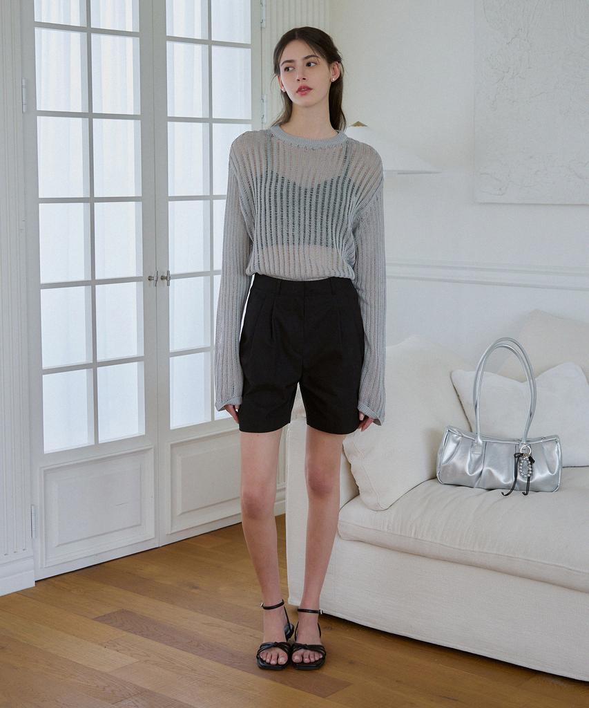 Deuloupisumeon Linen Sheer Loose Fit Knit [Silver]
