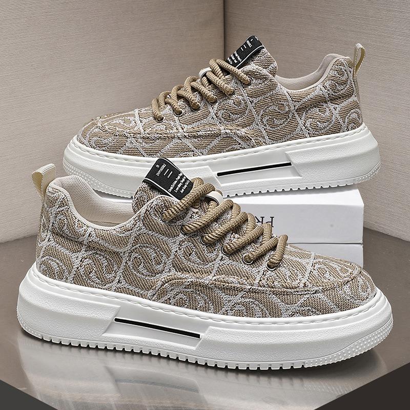 Herrenschuhe Sommer neue atmungsaktive Canvas-Schuhe Farbabstimmung vielseitig höhenerhöhend Sport und Freizeit Low-Top Herren-Trendschuhe