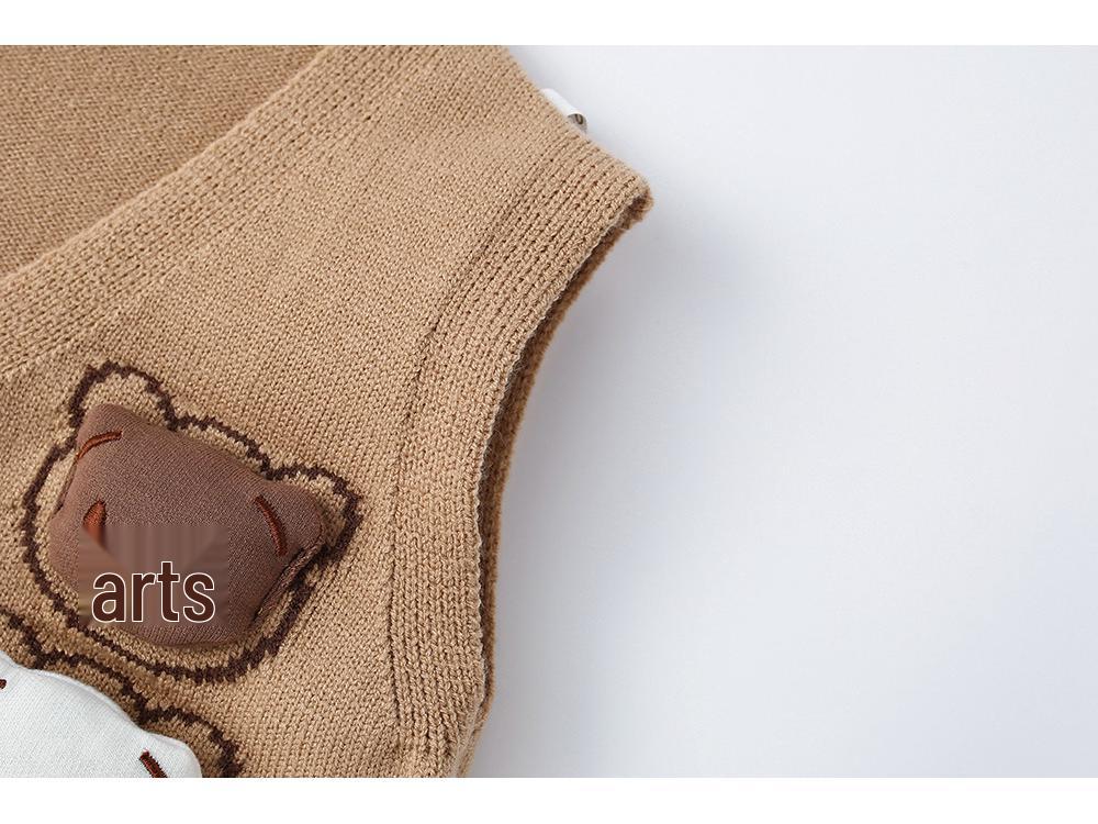 Cartoon V-neck Knit Vest: Sleeveless Cardigan for Kids, Men, and Babies - Perfect for Spring and Autumn