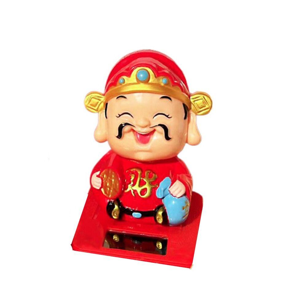 Handcrafts Desktop Wealth Coming Statue Decorative Solar Shaking Head Toys  Desktop Mascot
