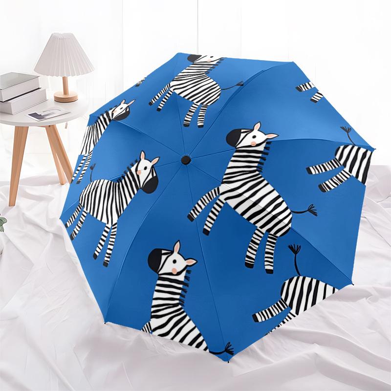 1pc Zebra Pattern Automatic Open/close, All-Season Portable Folding Umbrella, Travel, Everyday, Formal Events - Compact Luxury Parasol, Outdoor Access