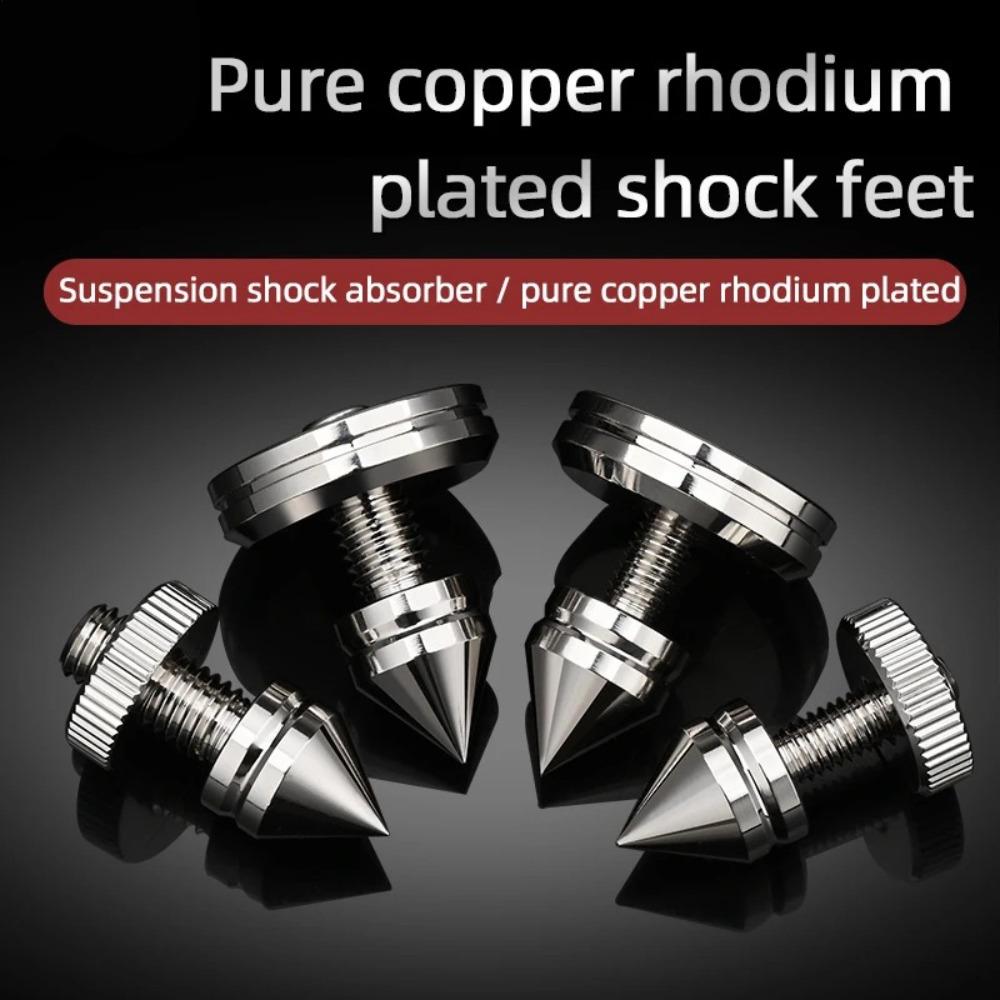 Hi-End Rhodium Plated Pure Copper Speaker Spikes, Shock Absorber Audio Feet Pegs Vibration Damping Stand For Speaker Amplifier CD Player Equipment