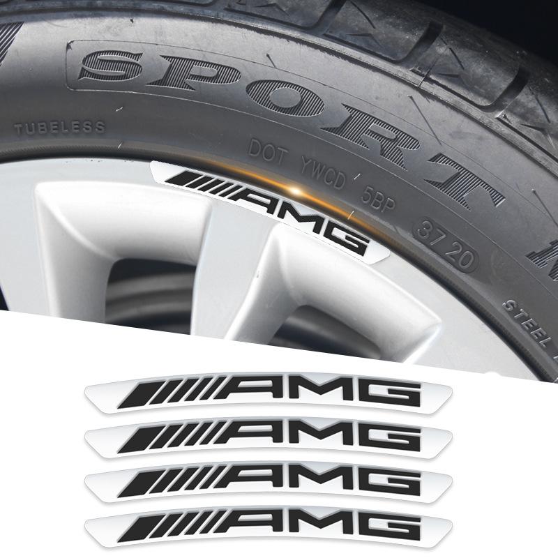 New 4Pcs Car Wheel Badge Emblem Sticker Decoration CTLMT-AM for Mercedes Benz W177 W203 W204 W169 GLC CLK CLA Interior Mouldings MO8