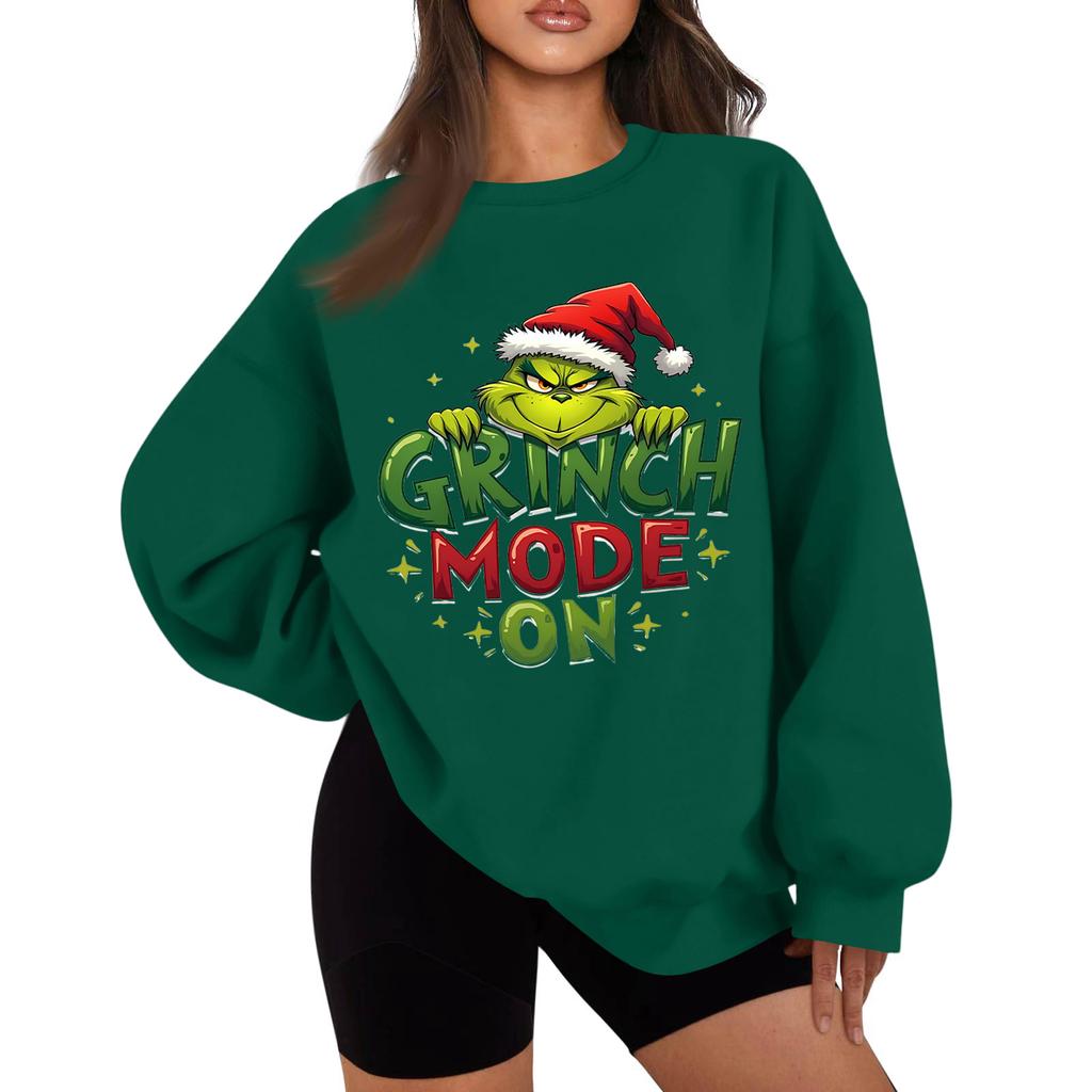 Women's Casual Fashion Long Sleeve Christmas Printed Round Neck Sweatshirt Top