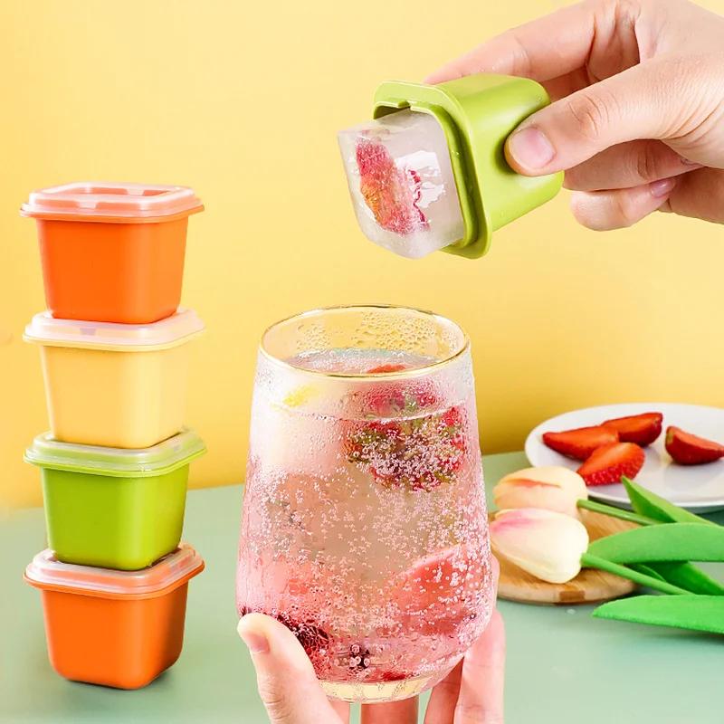 Large Ice Block Mold Silicone Ice Cube Maker Square Frozen Ice Hockey Molds for Whiskey Juice Coffee Drinks Ice Cream Tools