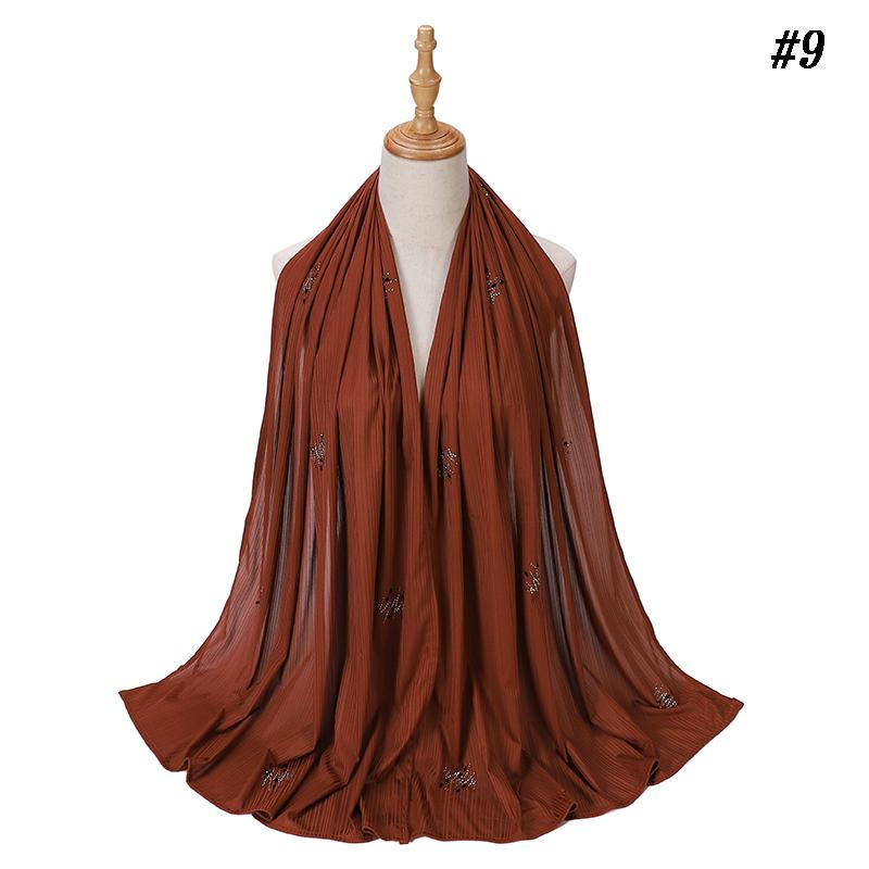 Трикотажный хиджаб в рубчик Мягкий дышащий эластичный шарф Блестящие пайетки Мусульманские шали платки Исламский головной платок Фуляр