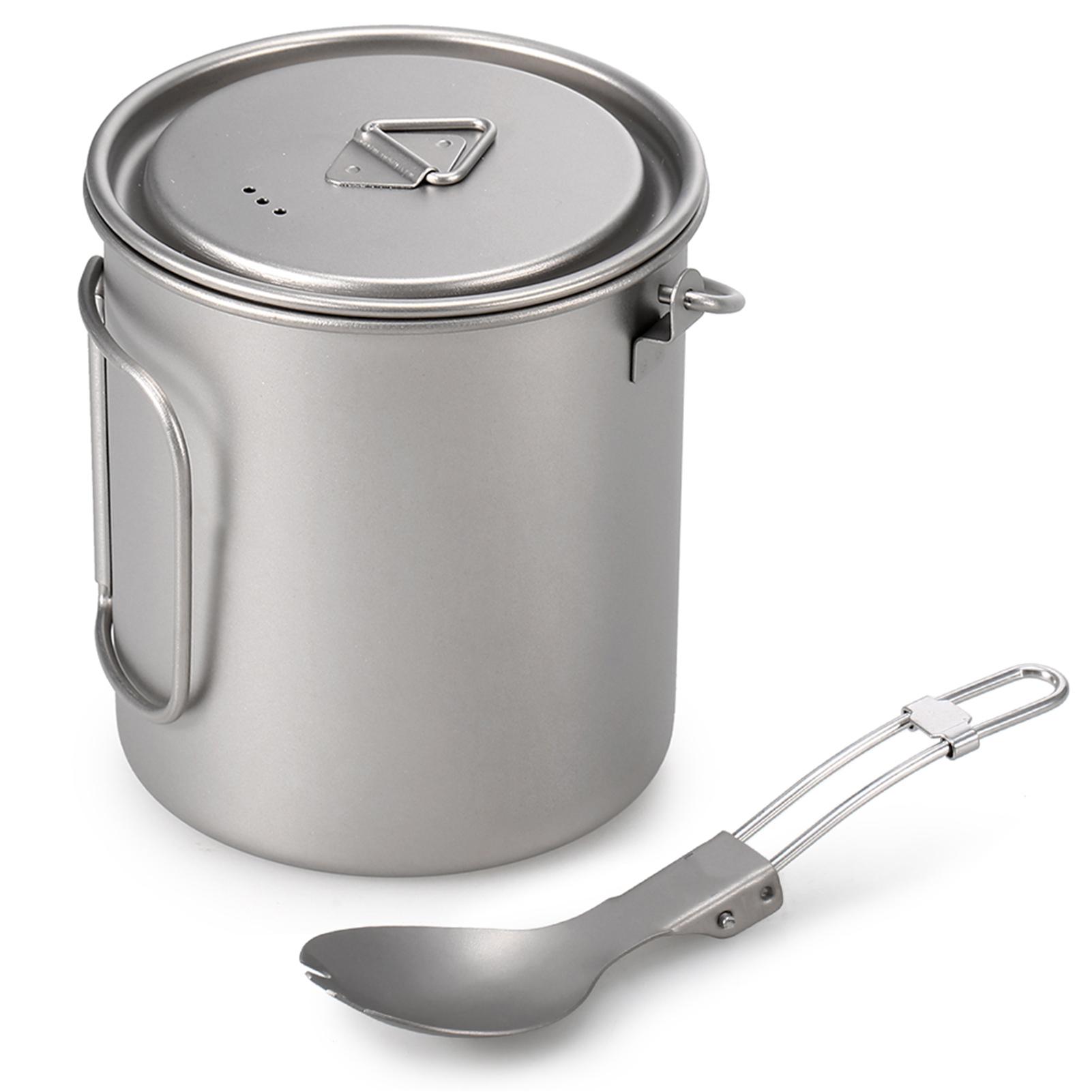 

Lixada Lightweight Titanium 750ml Pot with Folding Spork for Outdoor Camping Hiking Backpacking Picnic 750ml pot & spork