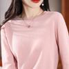 Women's 100% Wool Round Neck Long Sleeve Loose Fit Sweater