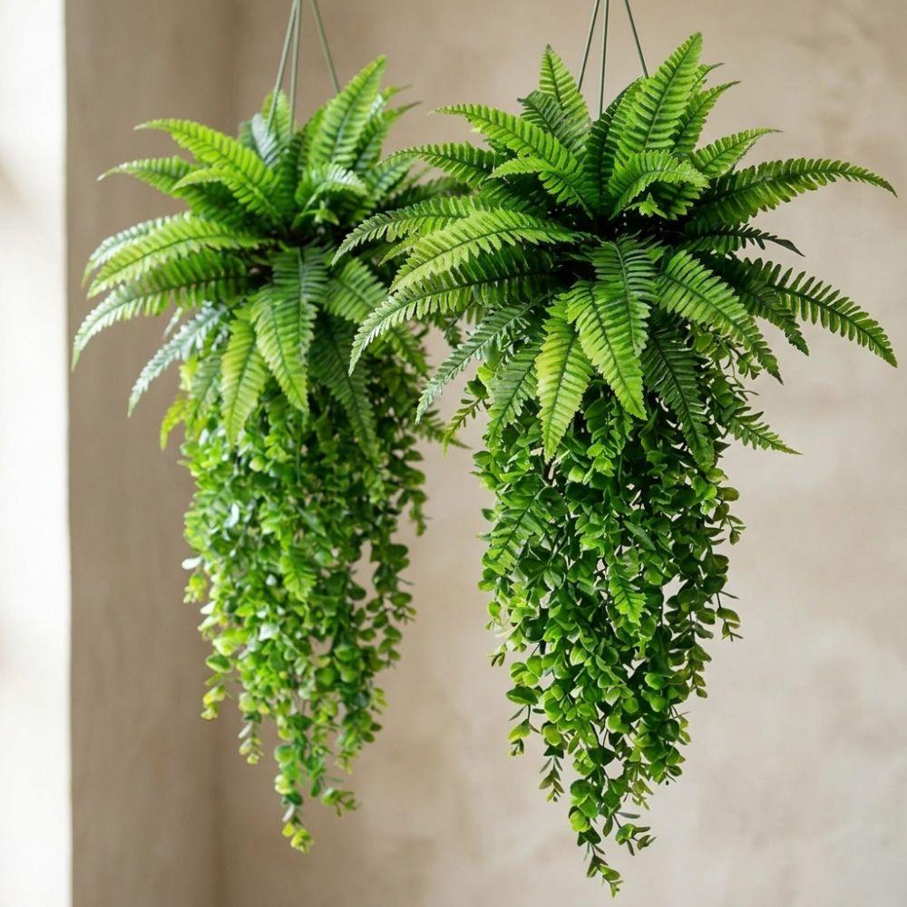 Real Touch Artificial Persian Fern Leafs Plastic Artificial Fern Hanging Plant Outdoor Garden