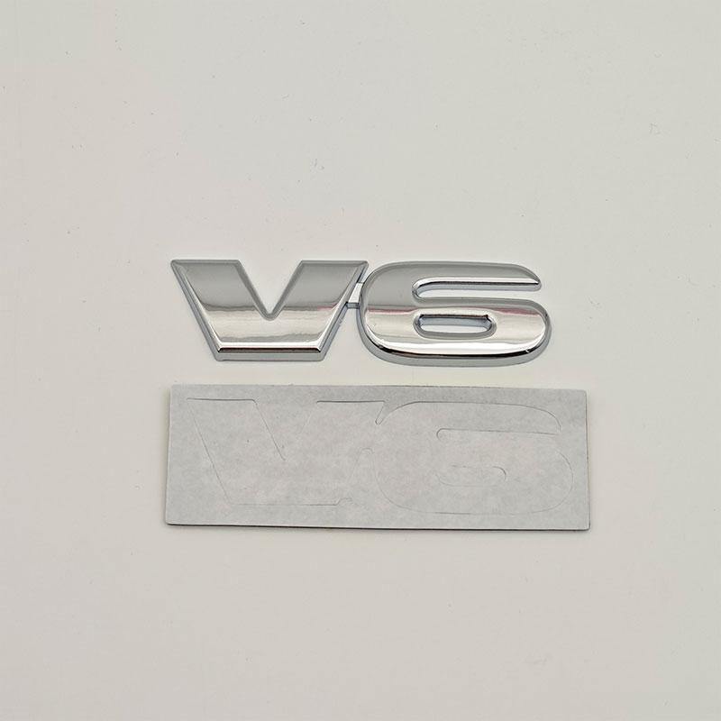 3D Chrome Red Black Metal Alloy Letter V6 Logo Car Rear Trunk Badge Adhesive Emblem Auto Sticker For Toyota Accessories