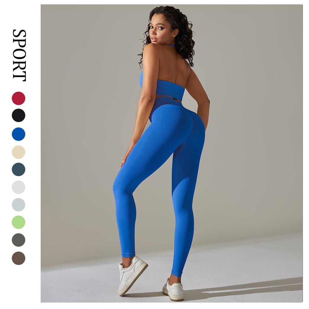 New Sexy Back Sports Bra Set With High Waist, Hip Lifting, Tight Pants, Quick Drying, Running, Sports, Yoga, Two-Piece Set For Women