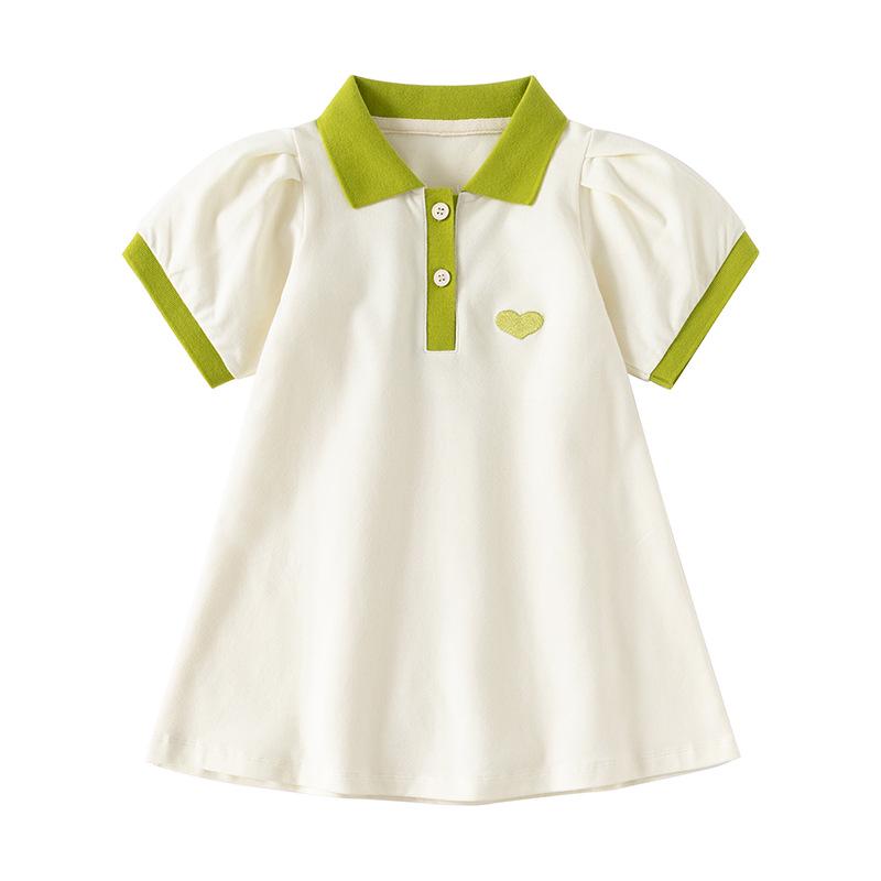 

2024 Новое платье-поло с короткими рукавами для девочек - Стильное летнее платье принцессы для годовалых детей 100 cm