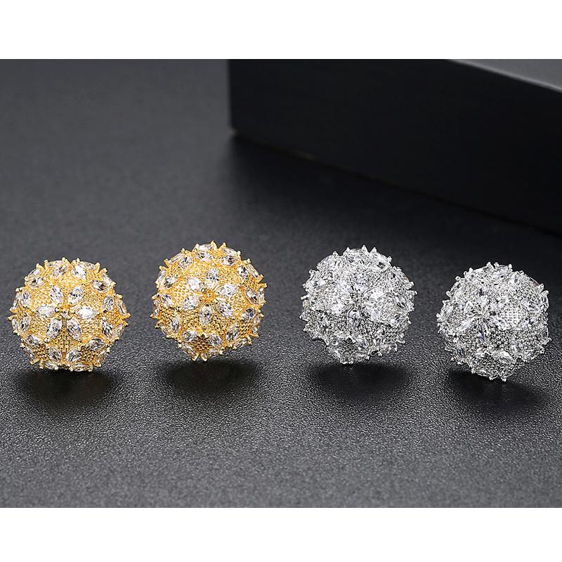 CMM Korean Style Yellow Golden Color Zircon Stud Earrings