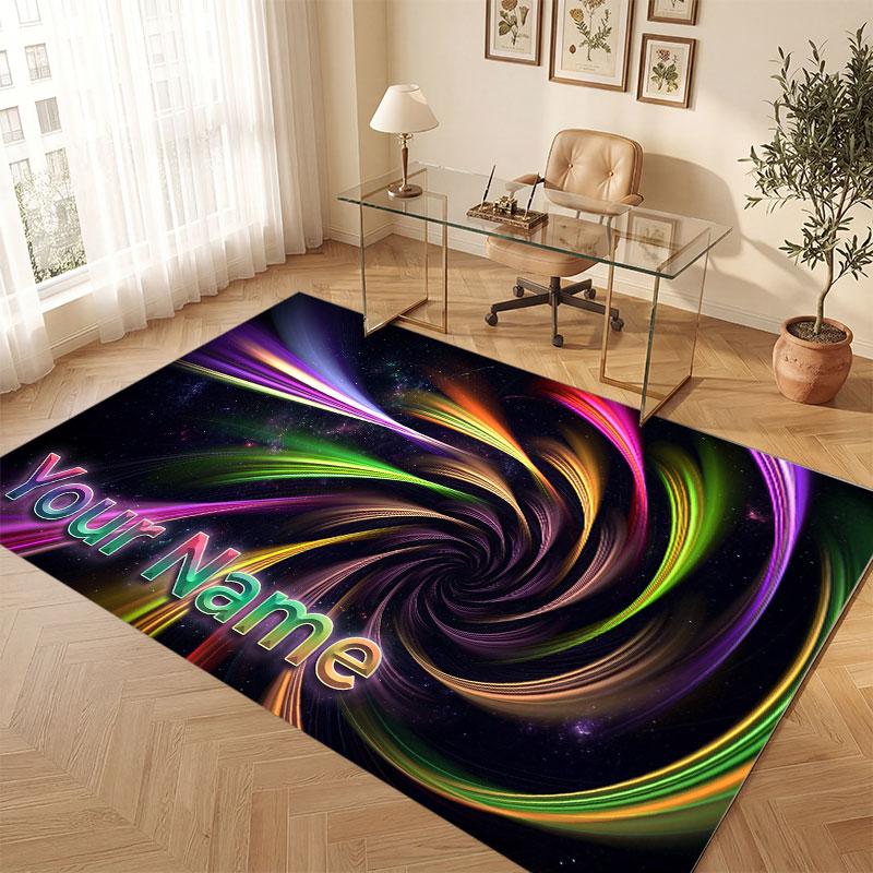 Fantasy Magic Theme Crystal Velvet Floor Rug Personalized Custom Name Text Warm Carpet Home Decoration