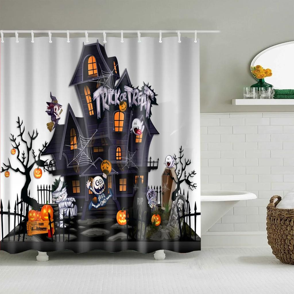 Christmas Bath Curtains Home Decor Winter Snowflake Snowman Santa Claus Waterproof Shower Curtain Bathroom Curtains