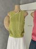Guangzhou Thirteen Hong Sleeveless Slimming Cable Knit Round Neck Top