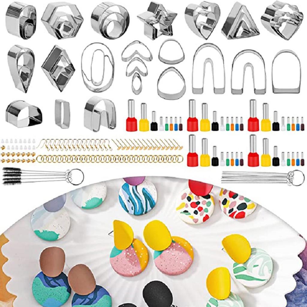 142pcs Clay Cutters 24 Shapes Clay Earring Cutters with Earring Hooks Jewelry Earring Cutters for Clay Jewelry Making
