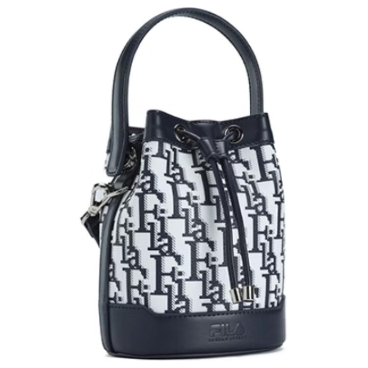 Fila Heritage Fashion Casual Versatile PVC Bucket Bag Shoulder Crossbody Tote Mini Women Bags Legendary-Blue F13W448165FNV