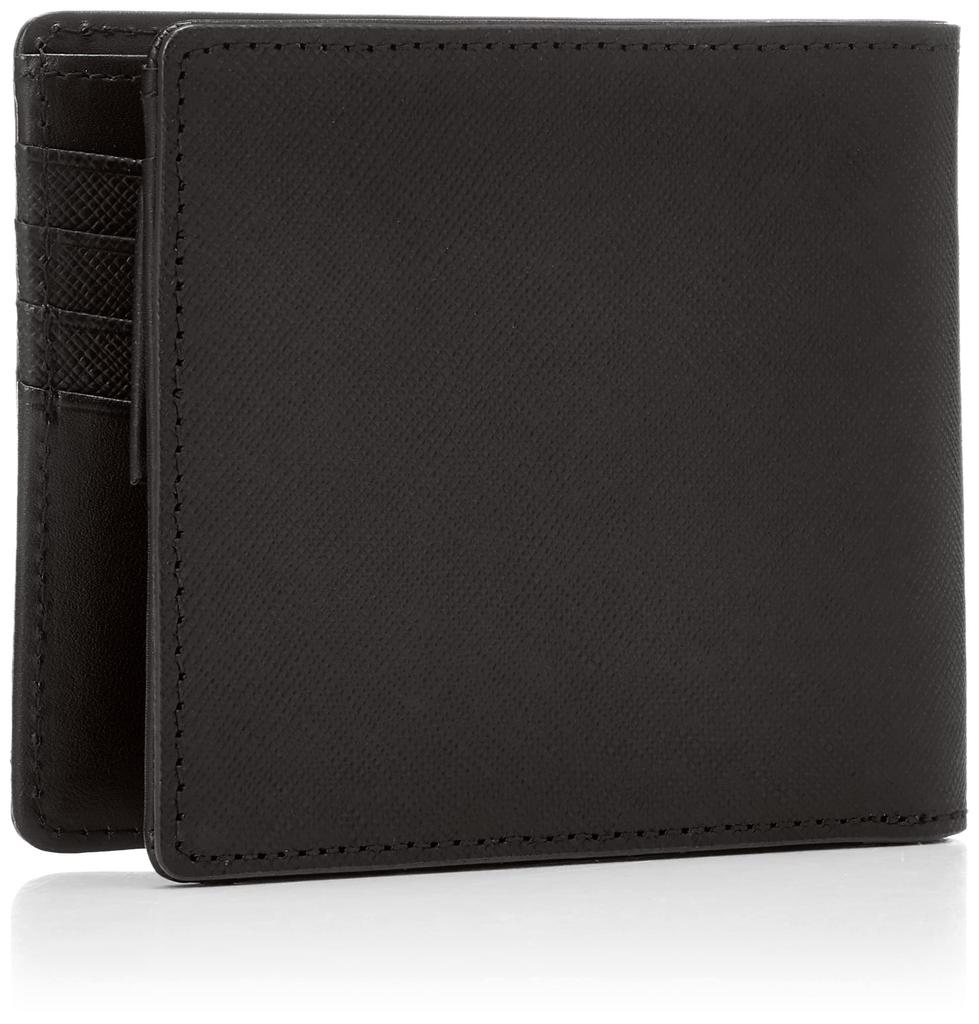 Katharine Hamnett London PRISM Bifold Wallet, Premium Japanese Cow Leather with Prism Embossing, Round Zipper, and Bill Compartment, Black