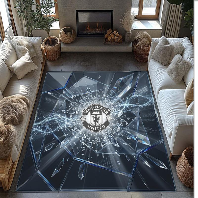 Tappeto in Flanella Stampato Manchester United Antiscivolo Morbido Poliestere Tappeto per Pavimento Tappetino Decorativo per Interni per Camera da Letto Soggiorno Divano