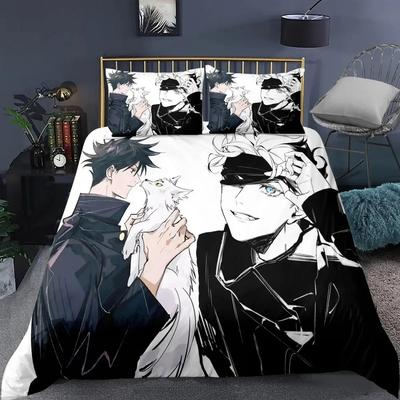Jujutsu Kaisen Bettwäscheset, Japan, berühmtes Anime-Bettbezug-Set, Bettdecke, Bettwäsche, Twin, Queen, King, Einzelgröße, Dropshipping-Geschenk