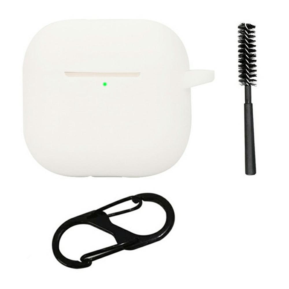 For AirPods 4 Silicone Case Bluetooth-Compatible Earphones Protective Cover with Anti-Lost Buckle + Cleaning Brush