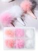 6 st/låda fluffiga pom-poms nagelkonst smycken plyschboll avtagbar magnetisk hårboll kawaii fransk manikyr dekorationstillbehör