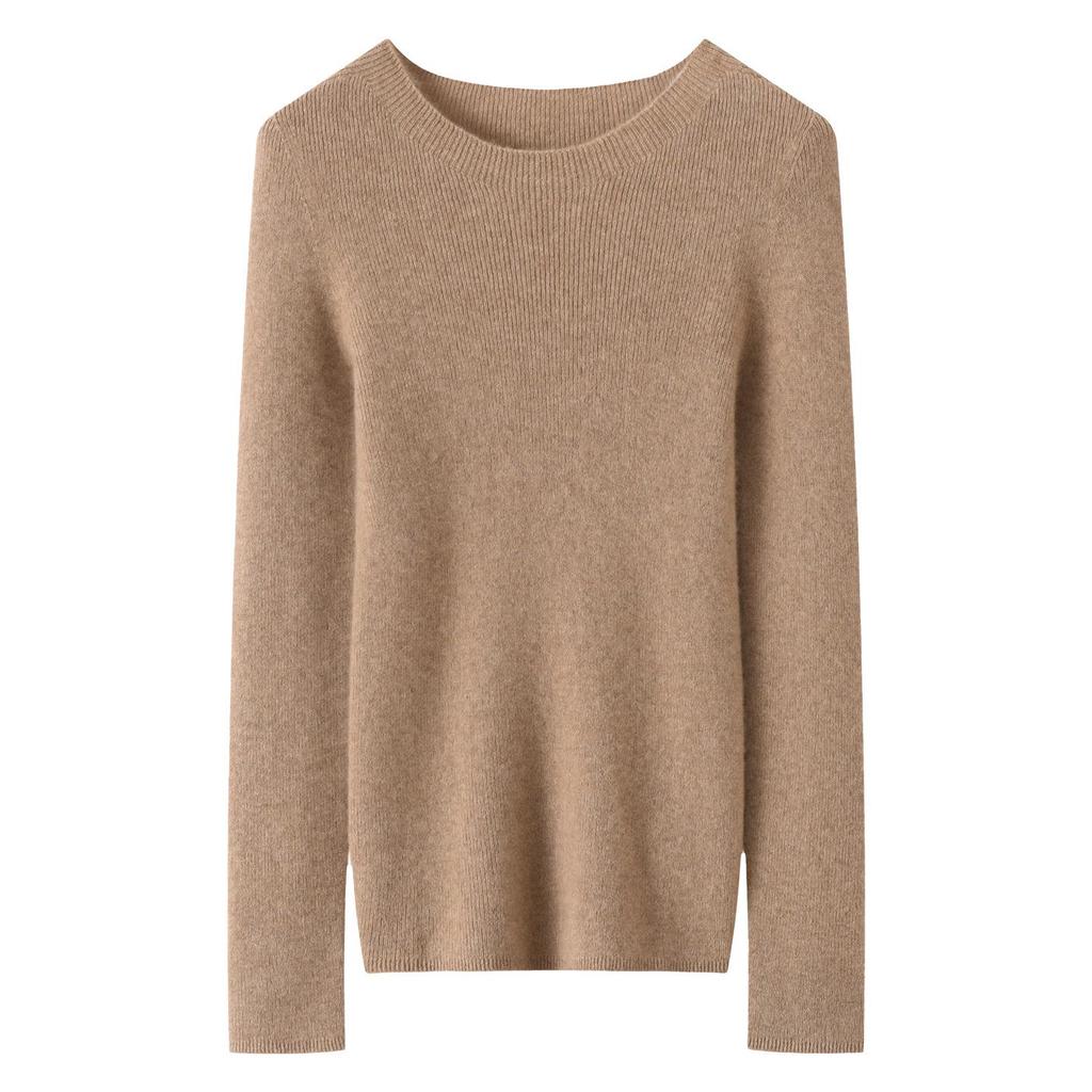 Women's 100% Pure Cashmere Slim Fit Round Neck Long Sleeve Sweater - Warm, Knit, Autumn/Winter.