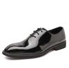 Glossy Black Men Formal Leather Shoes Lace Up Pointed Toe Oxfords Business Office Wedding Prom Dress Party Derby Shoes For Male