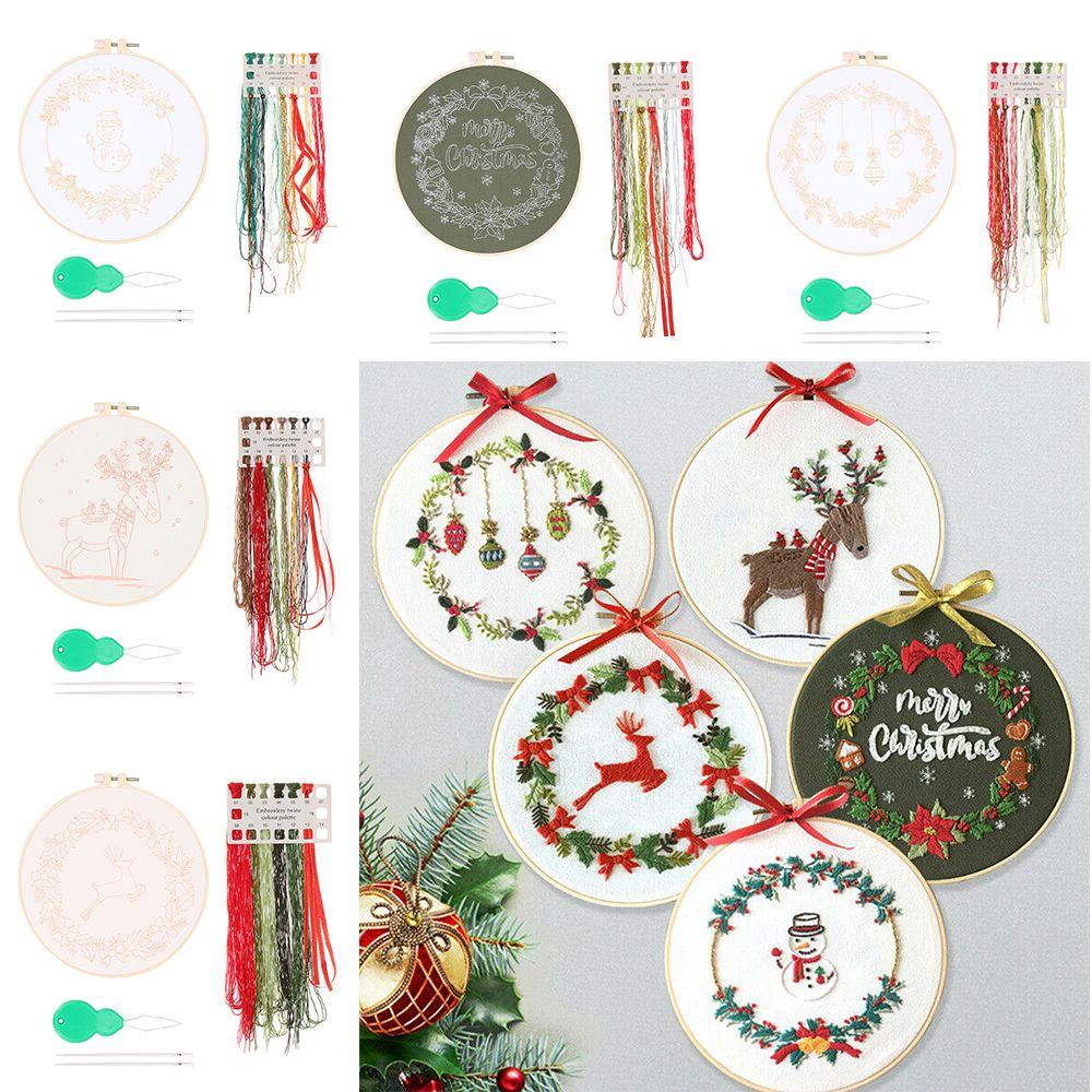 for Beginners DIY Crafts Needle Thread Sewing Accessories Embroidery Hoop Christmas Ornament Xmas Embroidery Cross Stitch Kit
