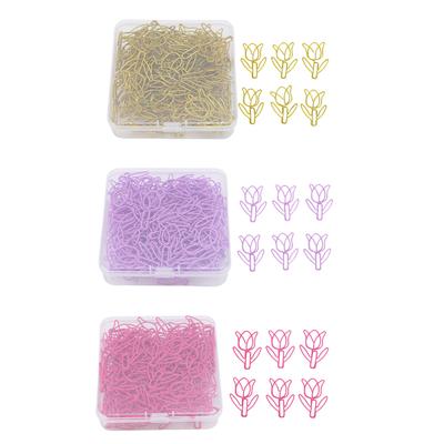 80Pcs Flower Shaped Paper Clips Bulk Mini Colored Bookmarks Clamp with Transparent Box School Suppli