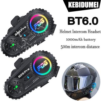KEBIDUMEI Q26pro Bluetooth6.0 Motorcycle Helmet Intercom Headset Hands-Free Call Music Player Earphone with RGB Ambient Light