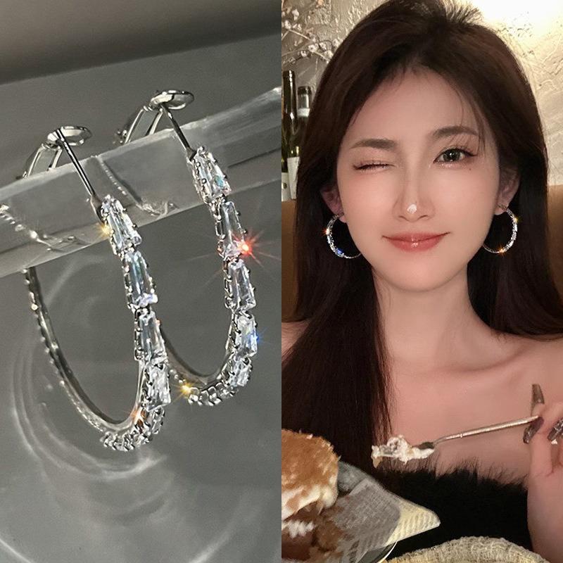 Round Hoop Earrings - Elegant and Exclusive for Women, with A Sophisticated and High-end Style. Silver Needle Style Earrings.