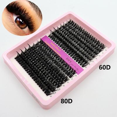 14 Rows of 60D/80D Tufted False Eyelashes 10-18 Mixed Length Black Matte Soft Natural DIY Daily Makeup Eyelashes