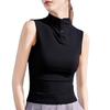 Black Sleeveless T-shirt Women's New Early Autumn Semi-turtleneck Thin Bottoming Shirt Slim-fitting and Thin Top
