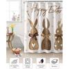 Happy Easter Shower Curtain Bunny Bathroom Curtains with Hooks, Waterproof Fabric Flower Carrot Rabbit Shower Curtains Set for Bathroom Bathtubs