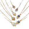 Retro Eye Pendant Necklace for Men and Women Palm Devil's Eye Stainless Steel Gold Plated Zircon Link Chain Chokers