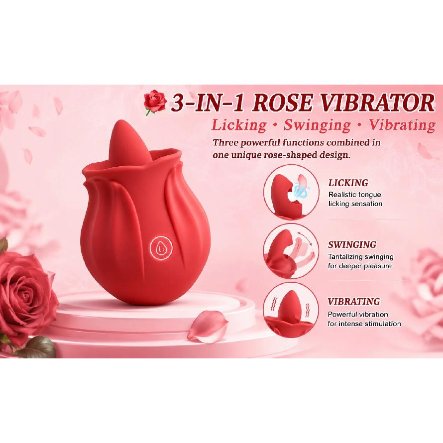 Rose Tongue Licking Vibrator Adult Supplies 10 Modes Vibrating Clitoris Nipple Stimulator Massage G Spot of Sex Toys for Women