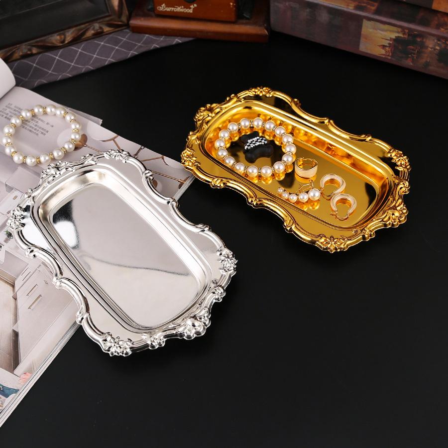 Nordic Dried Fruit Plate Silver Metal Snacks Tray for Wedding Gifts Cake Dessert Cake Pan for Party Birthday Party