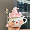 Einhorn Regenbogen Keramiktasse mit Deckel & Löffel - Niedliche Trinktasse für Mädchen