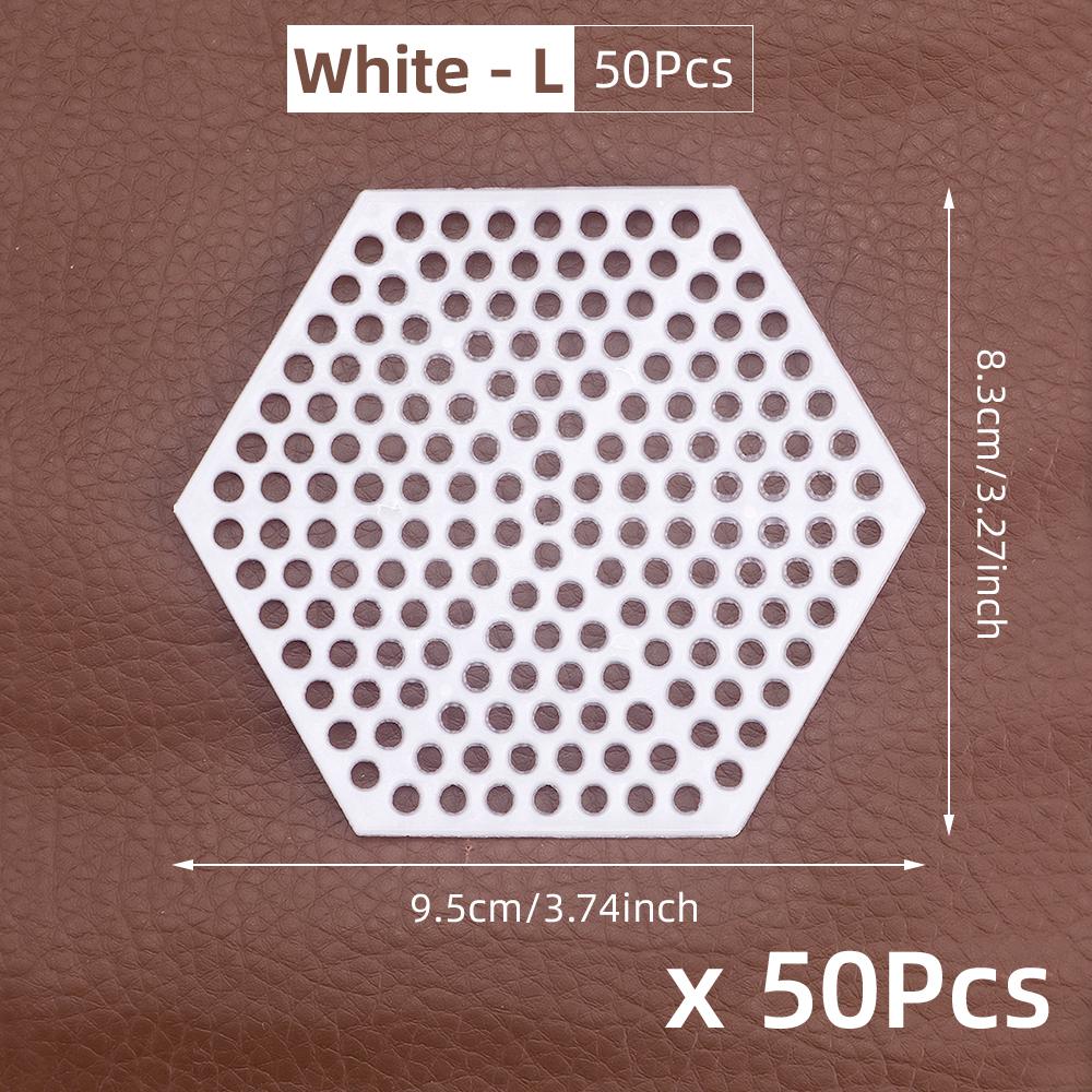 50pcs Handmade Hexagon Weaving Mesh Pattern Accessory Kit, Plastic Weaving Template Board for DIY Crochet Customized Bag/Wallet