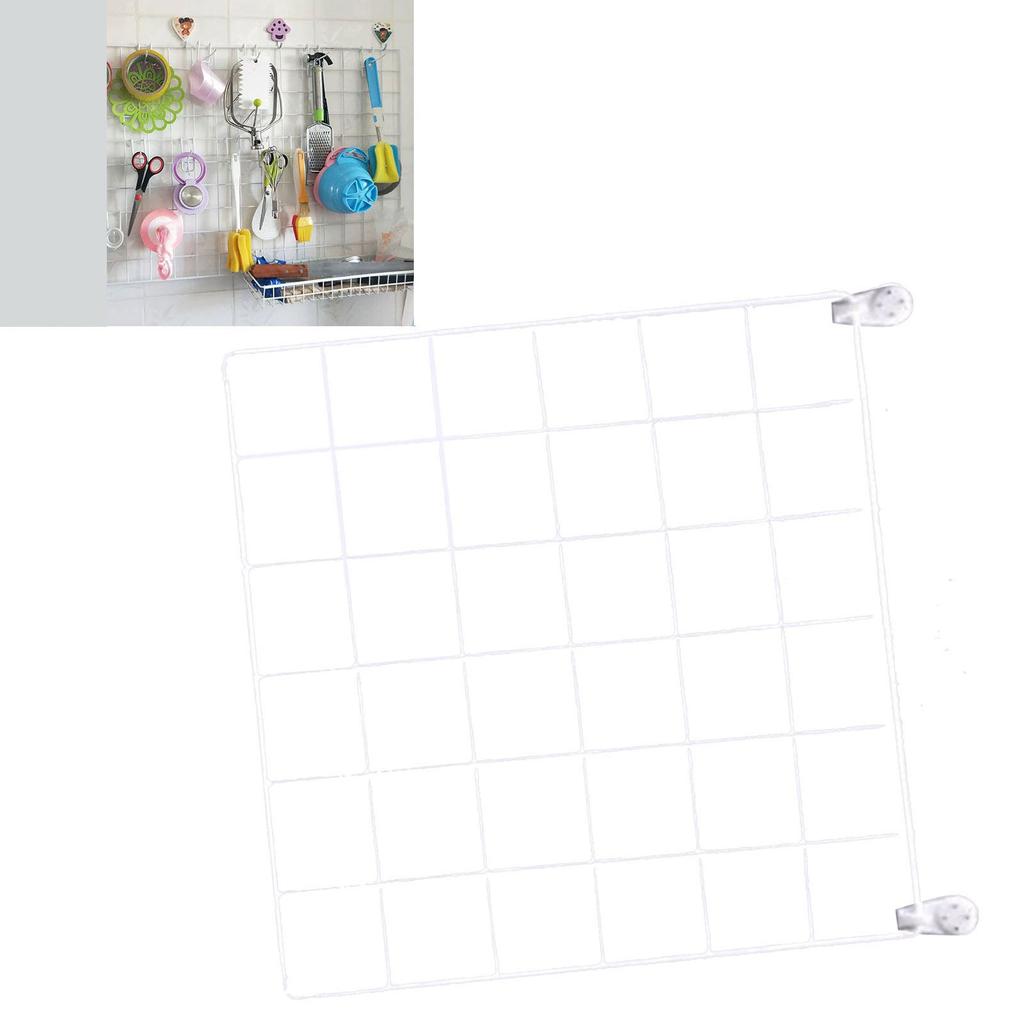 Wire Grid Panel Wall Doll Organizer Iron Mesh Home Storage Rack Photo Hanging and Display Shelf 30x30cm White
