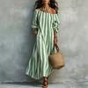 2026 Autumn New Striped Shoulder European and American Women's Clothing Popular Station Holiday Dress