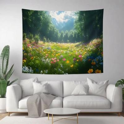 Flower Field Tapestry Wall Hanging Tapestry Art Deco Style Blanket Curtain Home Bedroom Living Room Decoration