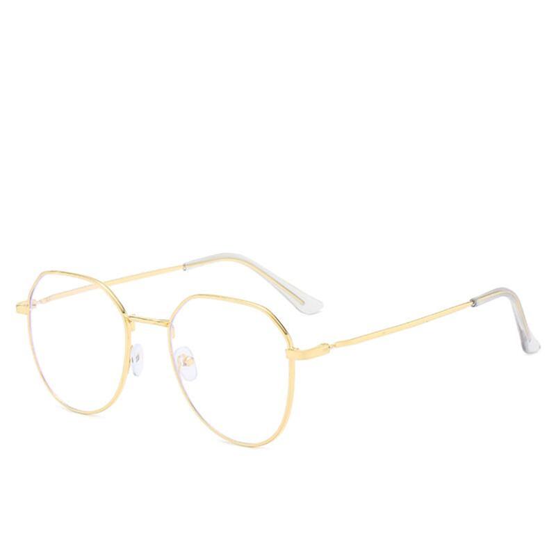 

Metal Anti-Blue Light Irregular Myopia Glasses With Degree Pink Gold Frame Polygon Nearsighted Spectacles 0 -0.5 -1.0 To -6.0 0