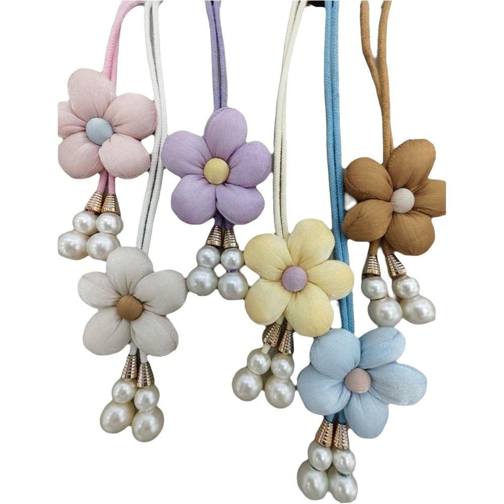 Adjustable Pearl Curtain Holdbacks Fabric Flowers Curtain Buckle Curtains Tie Rope  Living Room